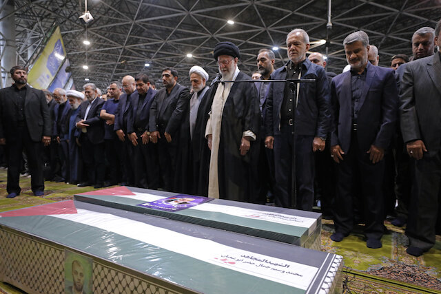 Imam Khamenei led funeral prayer for Martyr Ismail Haniyeh & his companion